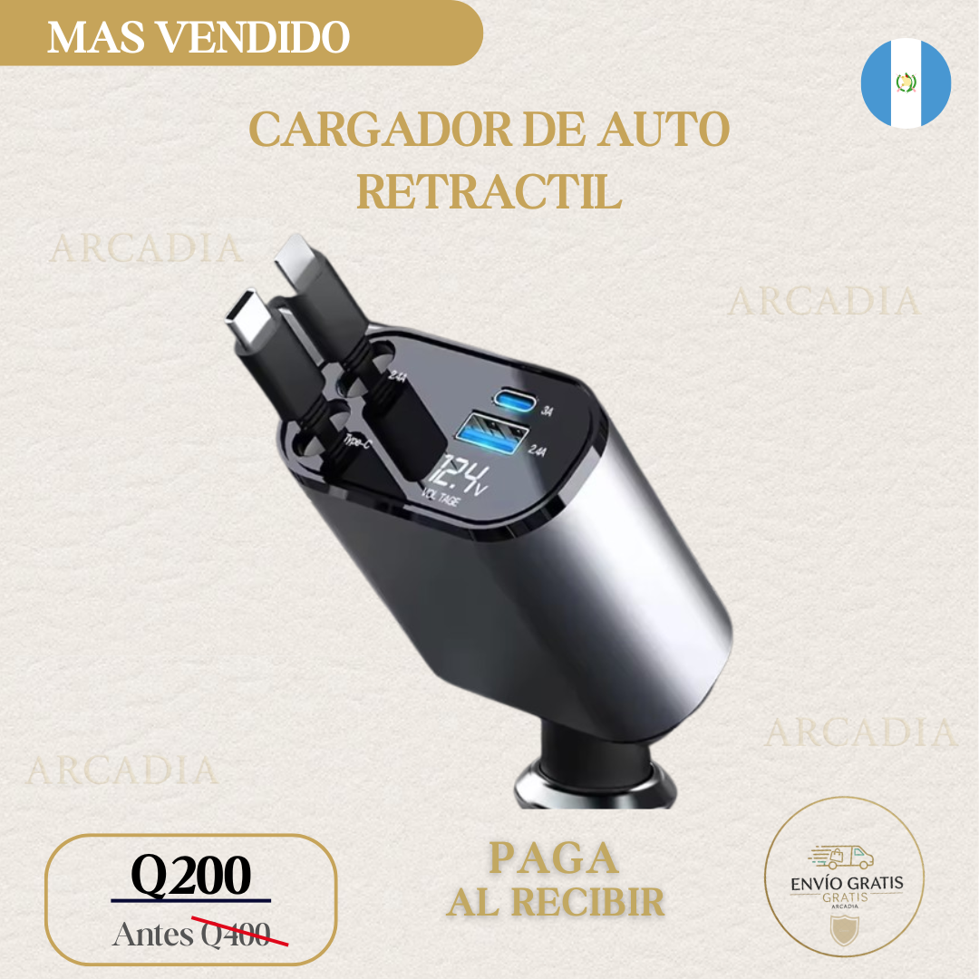CARGADOR DE AUTO RETRACTIL DUAL